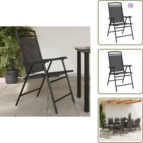 Sedie in acciaio - vidaXL Sedie Giardino Pieghevoli 8 pz Acciaio Grigio Mélange Textilene - Sedie in tessuto textilene