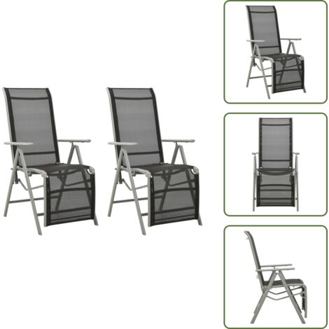 Sedie in alluminio - vidaXL Sedie da Giardino Reclinabili 2pz Textilene e Alluminio Argento - Sedie in textilene