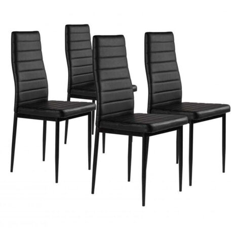 Sedie in ecopelle per soggiorno e sala da pranzo, set di 4, nero, ModernHome
