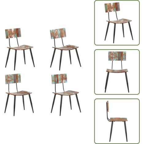 Sedie in ferro - vidaXL Sedie da Pranzo 4 pz in Legno Massello di Recupero - Sedie retrò