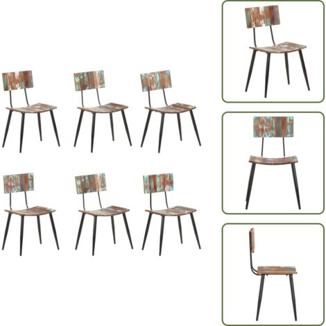 Sedie in ferro - vidaXL Sedie da Pranzo 6 pz in Legno Massello di Recupero - Sedie da pranzo vintage