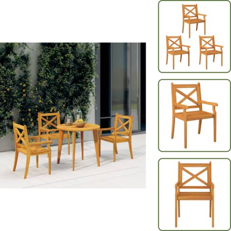 Sedie in legno acacia - vidaXL Sedie da Pranzo da Esterni 3 pz in Legno Massello di Acacia - Sedie da pranzo in legno