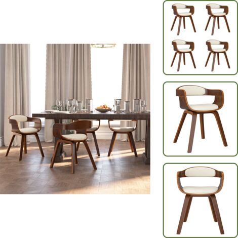 Sedie in legno curvato - vidaXL Sedie da Pranzo 4 pz Crema in Legno Curvato e Similpelle - Sedie in similpelle