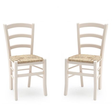 Sedie in legno faggio Bianco seduta paglia - VENEZIA SET DA 2