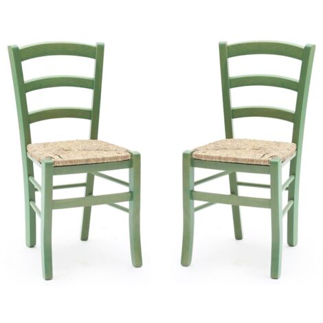 Sedie in legno faggio Verde seduta paglia - VENEZIA SET DA 2