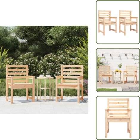 Sedie in legno massello - vidaXL Sedie da Giardino 2pz 60x48x91 cm Legno Massello di Pino - Sedie per giardino