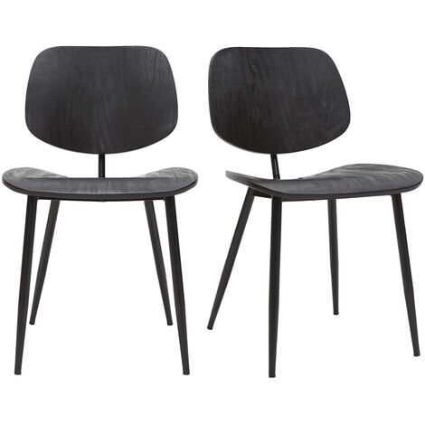 Sedie in legno nero e metallo nero (set di 2) TOBIAS