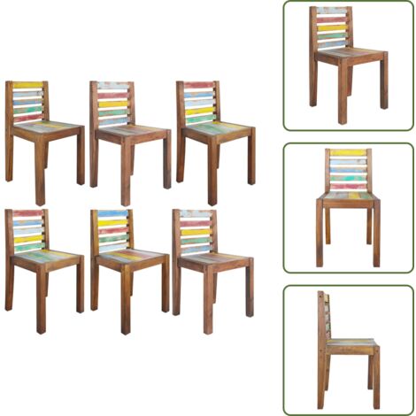 Sedie in legno riciclato - vidaXL Sedie da Pranzo 6 pz in Legno Massello di Recupero - Sedie in legno teak