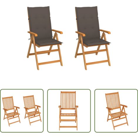 Sedie in legno -  Sedie da Giardino 2 pz con Cuscini Talpa in Massello di Teak