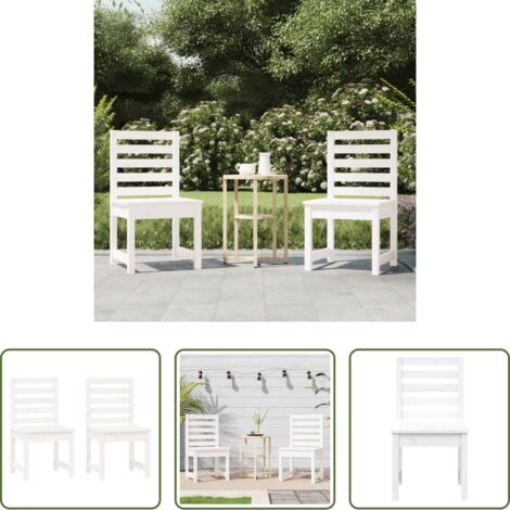 Sedie in legno -  Sedie da Giardino 2pz Bianche 50x48x91,5 Legno Massello di Pino