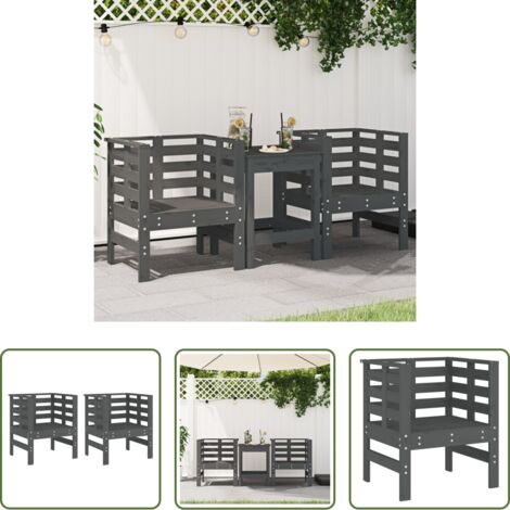 Sedie in legno -  Sedie da Giardino 2pz Grigie 61,5x53x71cm Legno Massello Pino