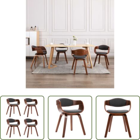 Sedie in legno -  Sedie da Pranzo 4 pz in Legno Piegato e Tessuto Grigio