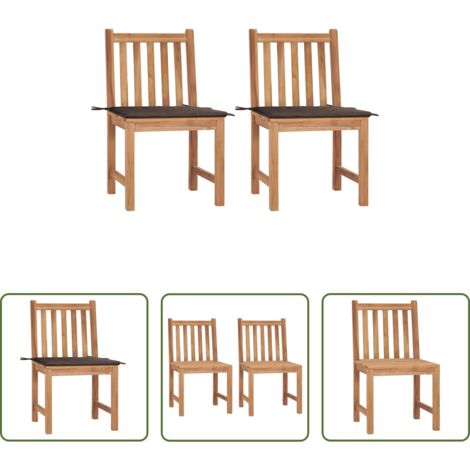 Sedie in legno teak -  Sedie da Giardino 2 pz con Cuscini in Legno Massello di Teak