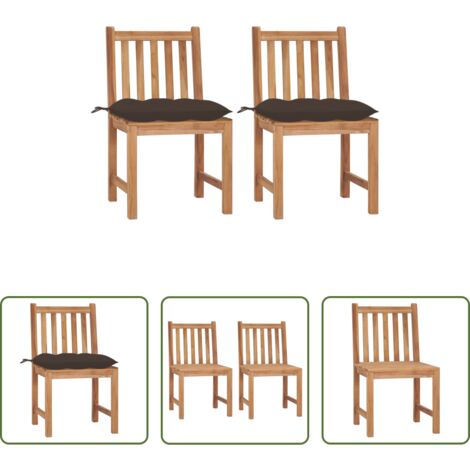 Sedie in legno teak -  Sedie da Giardino 2 pz con Cuscini in Legno Massello di Teak
