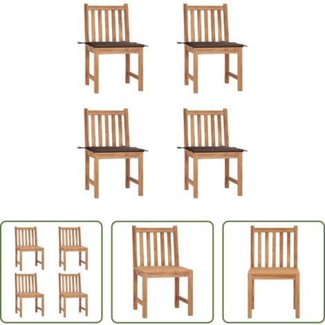 Sedie in legno teak -  Sedie da Giardino 4 pz con Cuscini in Legno Massello di Teak