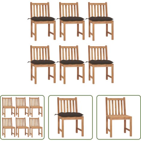 Sedie in legno teak -  Sedie da Giardino 6 pz con Cuscini in Legno Massello di Teak