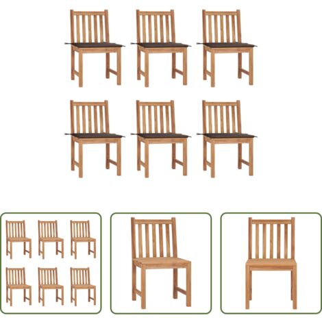 Sedie in legno teak -  Sedie da Giardino 6 pz con Cuscini in Legno Massello di Teak