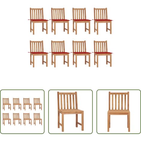 Sedie in legno teak -  Sedie da Giardino con Cuscini 8 pz in Legno Massello di Teak