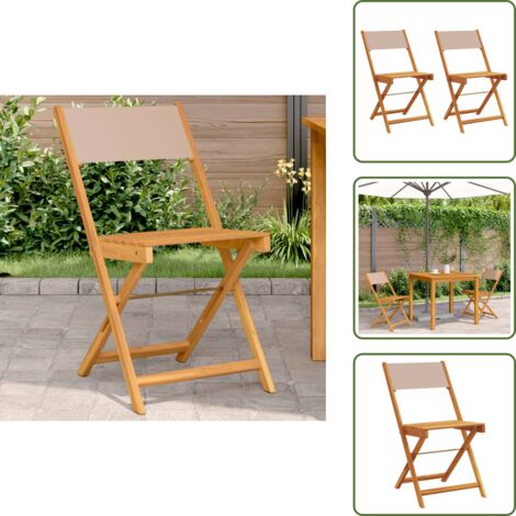 Sedie in legno - vidaXL Sedie da Bistrò 2pz Tortora Legno Massello di Acacia e Tessuto - Sedie in acacia