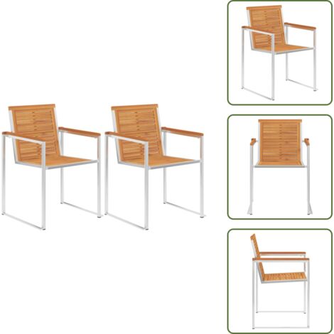 Sedie in legno - vidaXL Sedie da Giardino 2 pz Legno Massello di Acacia e Acciaio Inox - Sedie in acacia