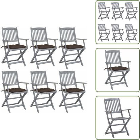 Sedie in legno - vidaXL Sedie da Giardino Pieghevoli 6pz con Cuscini in Massello Acacia - Cuscini per seduta