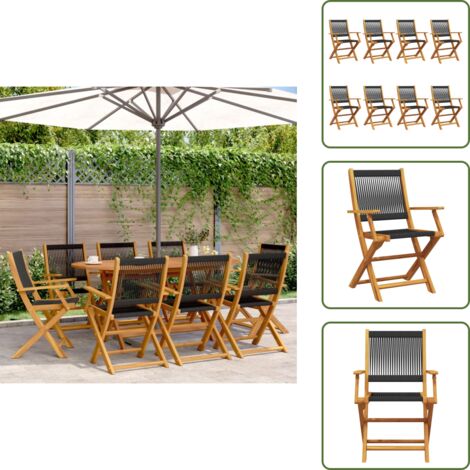 Sedie in legno - vidaXL Sedie da Giardino Pieghevoli 8pz Nere Legno Massello di Acacia - Sedie da giardino in acacia