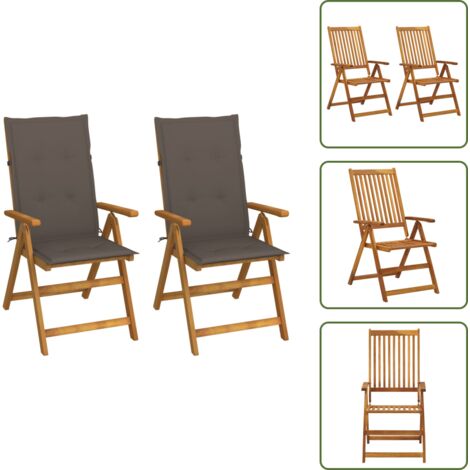 Sedie in legno - vidaXL Sedie da Giardino Reclinabili 2 pz con Cuscini Massello Acacia - Sedie da esterno