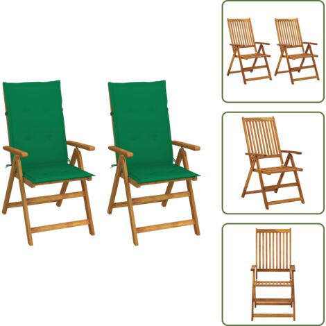 Sedie in legno - vidaXL Sedie da Giardino Reclinabili 2 pz con Cuscini Massello Acacia - Sedie da esterno