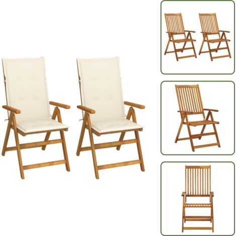 Sedie in legno - vidaXL Sedie da Giardino Reclinabili 2 pz con Cuscini Massello Acacia - Sedie da esterno
