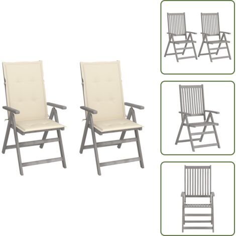 Sedie in legno - vidaXL Sedie da Giardino Reclinabili 2pz con Cuscini Massello Acacia - Sedie da esterno