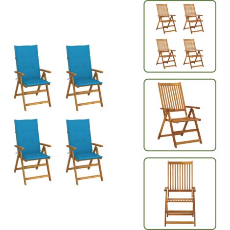 Sedie in legno - vidaXL Sedie da Giardino Reclinabili 4 pz con Cuscini Massello Acacia - Sedie da esterno