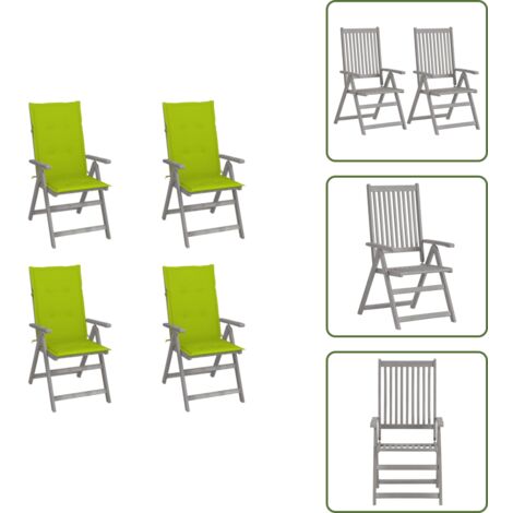 Sedie in legno - vidaXL Sedie da Giardino Reclinabili 4 pz con Cuscini Massello Acacia - Sedie in acacia