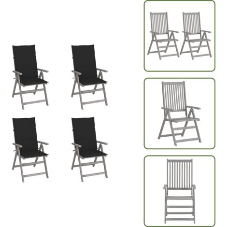 Sedie in legno - vidaXL Sedie da Giardino Reclinabili 4 pz con Cuscini Massello Acacia - Sedie in acacia