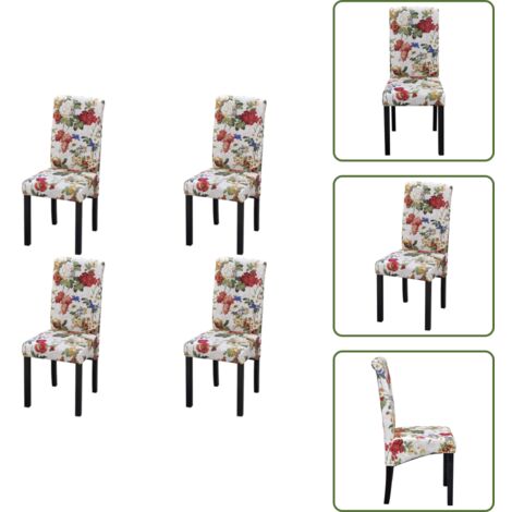 Sedie in legno - vidaXL Sedie da Pranzo 4 pz Multicolori in Tessuto - Sedie con schienale