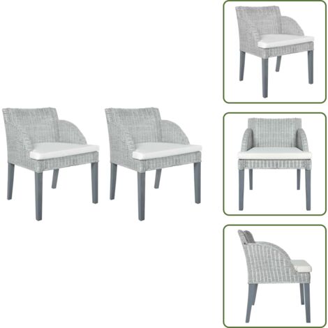 Sedie in legno - vidaXL Sedie da Pranzo con Cuscini 2 pz Grigi in Rattan Naturale -