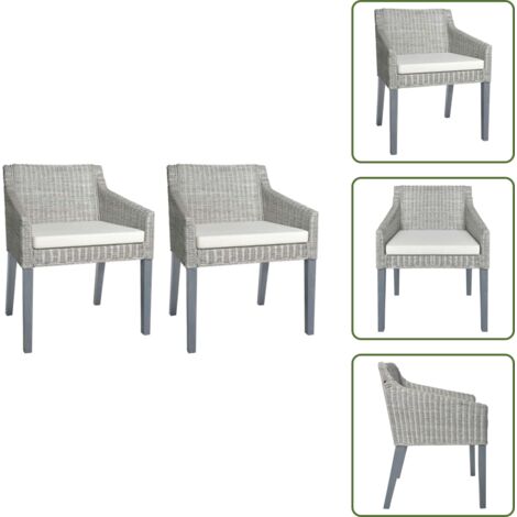 Sedie in legno - vidaXL Sedie da Pranzo con Cuscini 2 pz Grigi in Rattan Naturale -