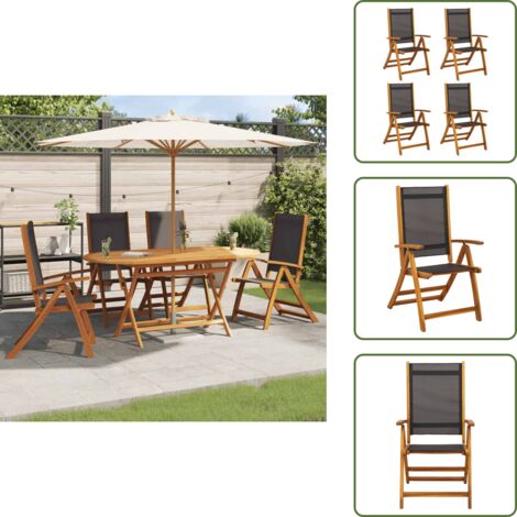 Sedie in legno - vidaXL Sedie Giardino Pieghevoli 4pz Legno Massello Acacia e Textilene - Sedie in acacia