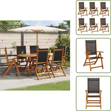 Sedie in legno - vidaXL Sedie Giardino Pieghevoli 6pz Legno Massello Acacia e Textilene - Sedie in acacia