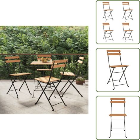 Sedie in legno - vidaXL Sedie Pieghevoli da Bistrò 4 pz Legno Massello Teak e Acciaio - Sedie in acciaio