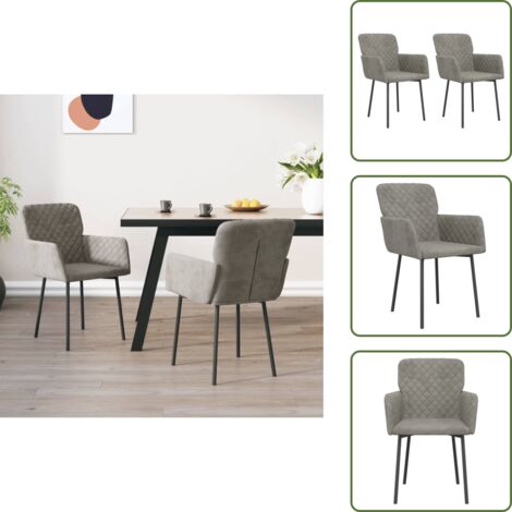 Sedie in metallo - vidaXL Sedie da Pranzo 2 pz Grigio Chiaro in Velluto - Sedie in compensato