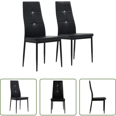 Sedie in pelle artificiale -  Sedie da Pranzo 2 pz Nere in Similpelle