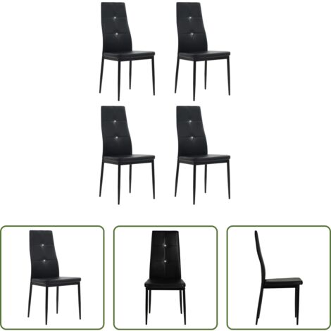 Sedie in pelle artificiale -  Sedie da Pranzo 4 pz Nere in Similpelle