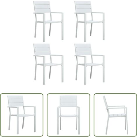 Sedie in plastica -  Sedie da Giardino 4 pz Bianche in HDPE Aspetto Legno