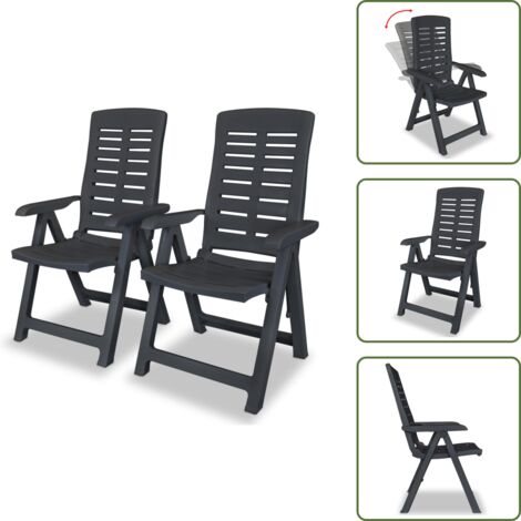 Sedie in plastica - vidaXL Sedie da Giardino Reclinabili 2 pz in Plastica Antracite - Sedie da patio