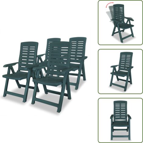Sedie in plastica - vidaXL Sedie Reclinabili da Giardino 4 pz in Plastica Verdi - Sedie per patio
