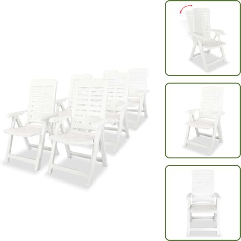 Sedie in plastica - vidaXL Sedie Reclinabili da Giardino 6 pz in Plastica Bianche - Sedie da patio