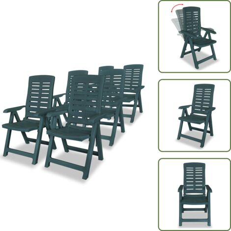 Sedie in plastica - vidaXL Sedie Reclinabili da Giardino 6 pz in Plastica Verdi - Sedie da patio
