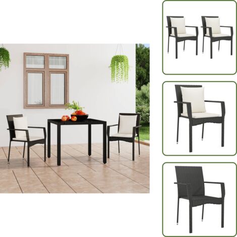 Sedie in polyrattan - vidaXL Sedie da Giardino con Cuscini 2 pz in Polyrattan Nere - Sedie con cuscini