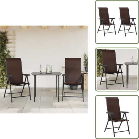 Sedie in polyrattan - vidaXL Sedie Pieghevoli da Giardino 2 pz Marroni in Polyrattan - Sedie con schienale