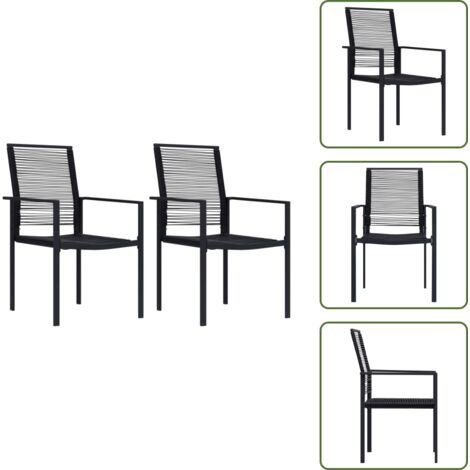 Sedie in PVC - vidaXL Sedie da Giardino 2 pz in Rattan PVC Nero - Sedie in acciaio